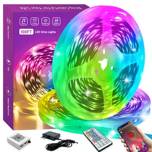 KEXU 50ft 100ft  200ft RGB LED Strip Lights Music Sync Color Changing with Remote & Smart APP Control for Christmas Decorations and Home Lighting