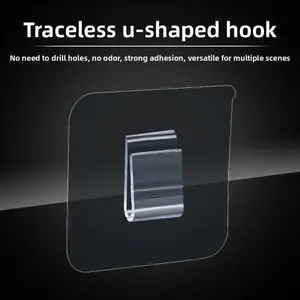 No-Drill Strong U-Shaped Hook Flat Buckle Sticky Pad Claw Buckle Wholesale U-Shaped Snap Wall Hanging Iron Art Shelves Traceless & Versatile