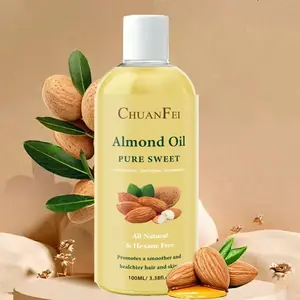 Pure Natural Sweet Almond Oil 100ML, Gentle Non-Irritating Body Care, Facial Skincare, Massage, Hair Care, Moisturizing Hydrating Skin Health, Body Oil Moisture