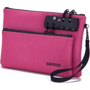 Money Bag with Lock, Double layer Men & Women's Locking Accessories Pouch, Bank Bag, Passports, Notary Supplies, Valuable StorageBag,CashBag and Zipper NotaryBag with Lock