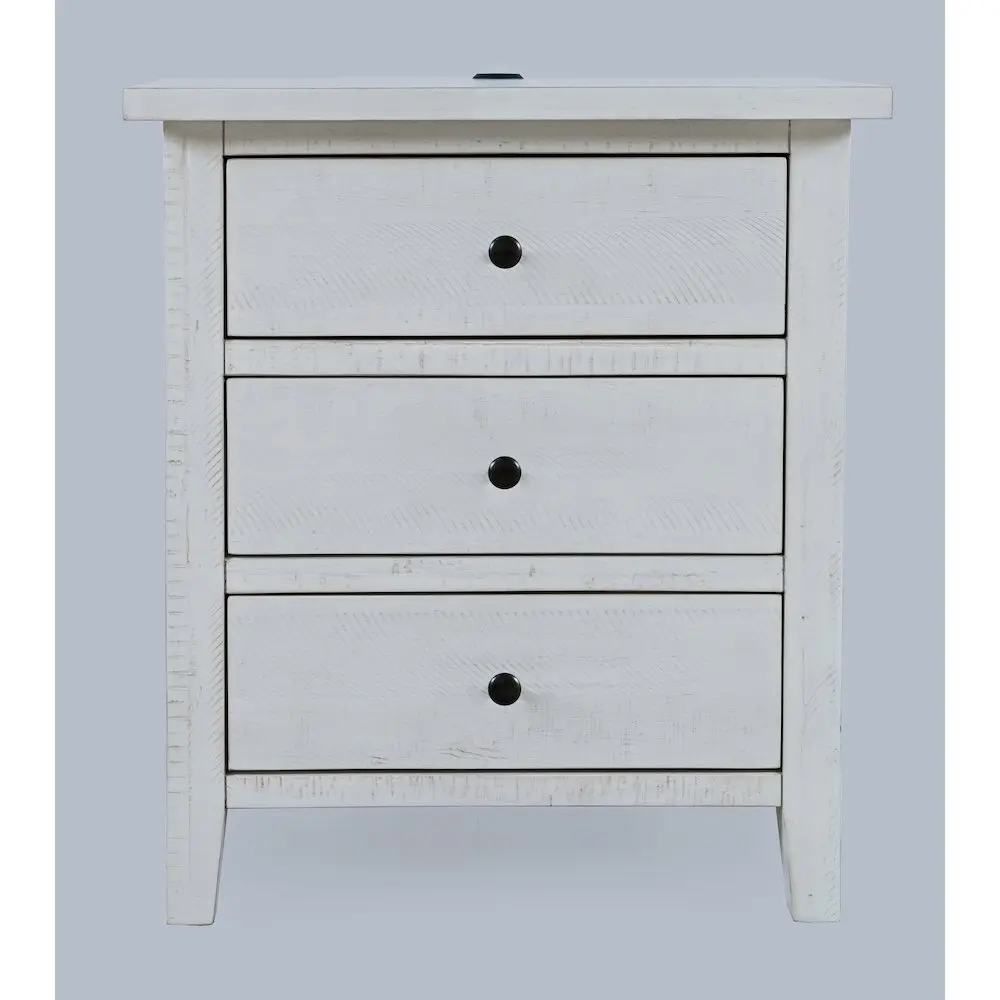 Maxton Contemporary Coastal Distressed Wood USB Charging Nightstand