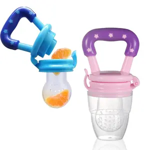 2Counts Baby Fruit Feeder, Detachable Easy Clean Teething Soother, Safe Fruit Puree Tool, Portable Anti-Tangle Fresh Fruit Chew Toy Feeding