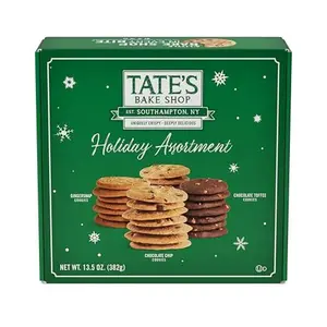 Tate's Bake Shop Holiday Cookies Holiday Gift Box, Chocolate Chip, Chocolate Toffee and Gingersnap, 13.5 oz