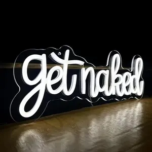 Unique Getnaked Neon Sign, Led Neon Light, White Letter Light Bathtub Word Wall Art Decoration for House Warming, Farmhouse, Wedding, Anniversary Celebrations