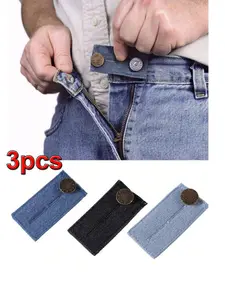 3pcs/6pcs New Elastic Waist Extender, Adjustable Jeans Belt Extension Button, Stretchable Pants Waist Extender, Jeans Waist Expansion Strap