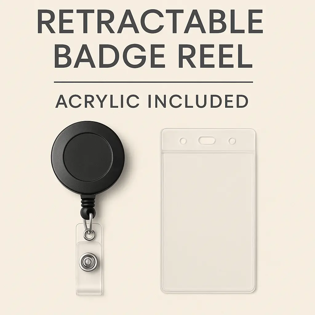 1 Retractable Badge Reel - Beads and Acrylic Included