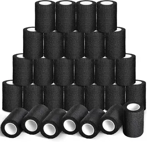 60 Pack Black Self Adhesive Bandage Wrap Bulk 3 Inch x 5 Yards Cohesive Bandage,Vet Wrap Breathable Elastic Self-Adherent Tape for Stretch Athletic Sports Wrist Ankle Dogs Pet Vet Wrap
