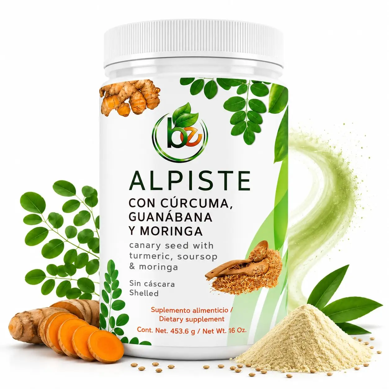 VIRAL Leche de Alpiste, Curcuma, Guanabana & Moringa (Premium Canary Seed Milk – with Turmeric, Soursop & Moringa) – Superfood Blend by Bexpertsusa– 16 oz