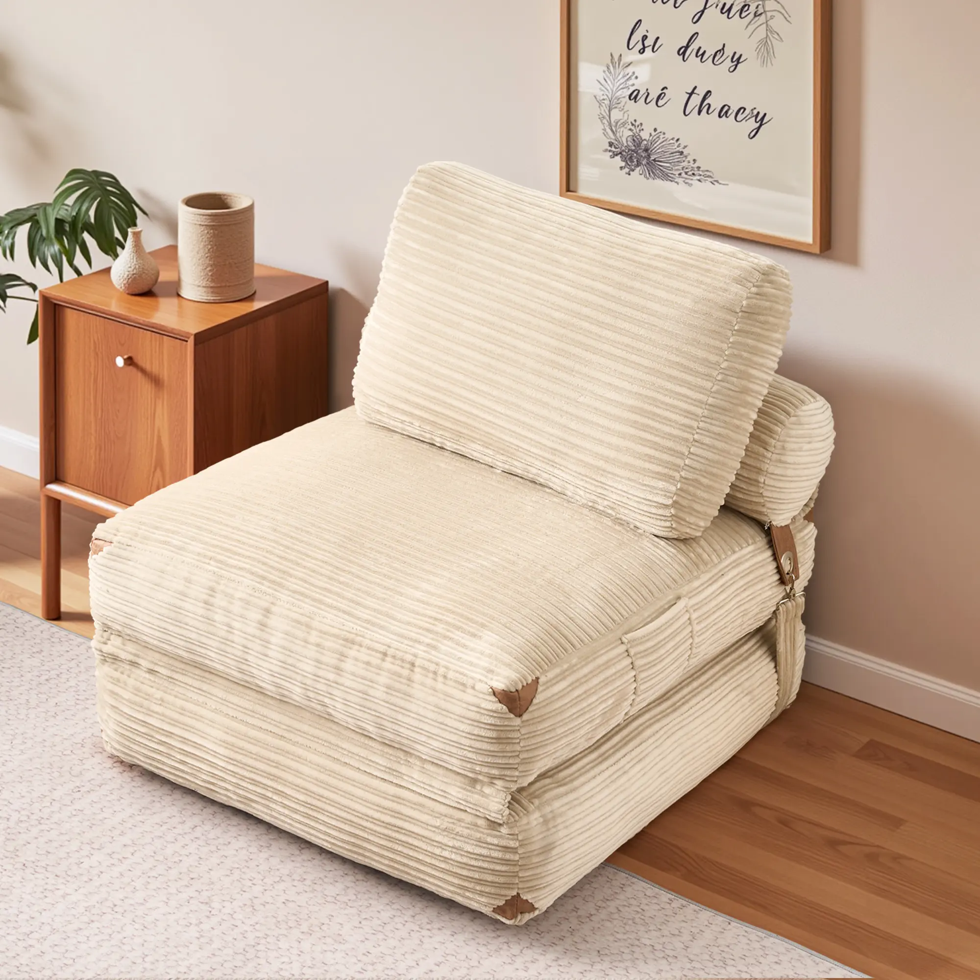 ALLWEX 35" Convertible Folding Sofa Chair Bed, 3-in-1 Sleeper Chair with Soft Corduroy Fabric, Adjustable Backrest Lounge Chair, Foldable Lazy Sofa for Bedroom, Living Room, Guest Room and Small Spaces, Sofas Living Room