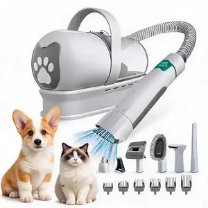 7 in 1 Heavy-Duty Pet Grooming System with Integrated Fur Vacuum, Multi-piece Hair Clipper and Nail Care Collection for Domestic Dogs & Cats, Anti-Shedding Set