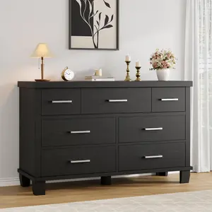 Modern 7-Drawer Dresser for Bedroom,Wooden Chest of Drawers with Metal Handles, Storage Organizer for Clothes, Bedroom & Living Room