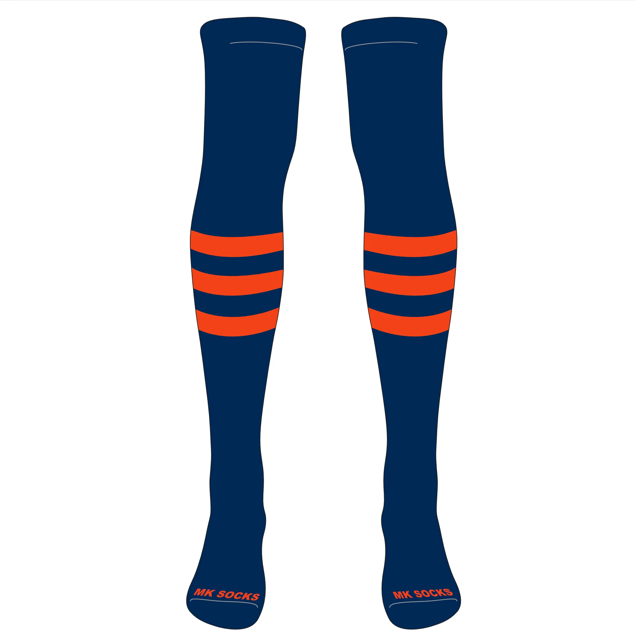 MK Socks Striped Over the Knee Baseball, Football Socks (A) Navy, Orange