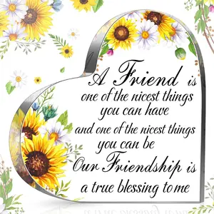 Friends Gifts for Women Friendship Bestie Plaque for Female Best Flower Sister Birthday Thank You Gift for Women Acrylic Friendship(Sunflower)