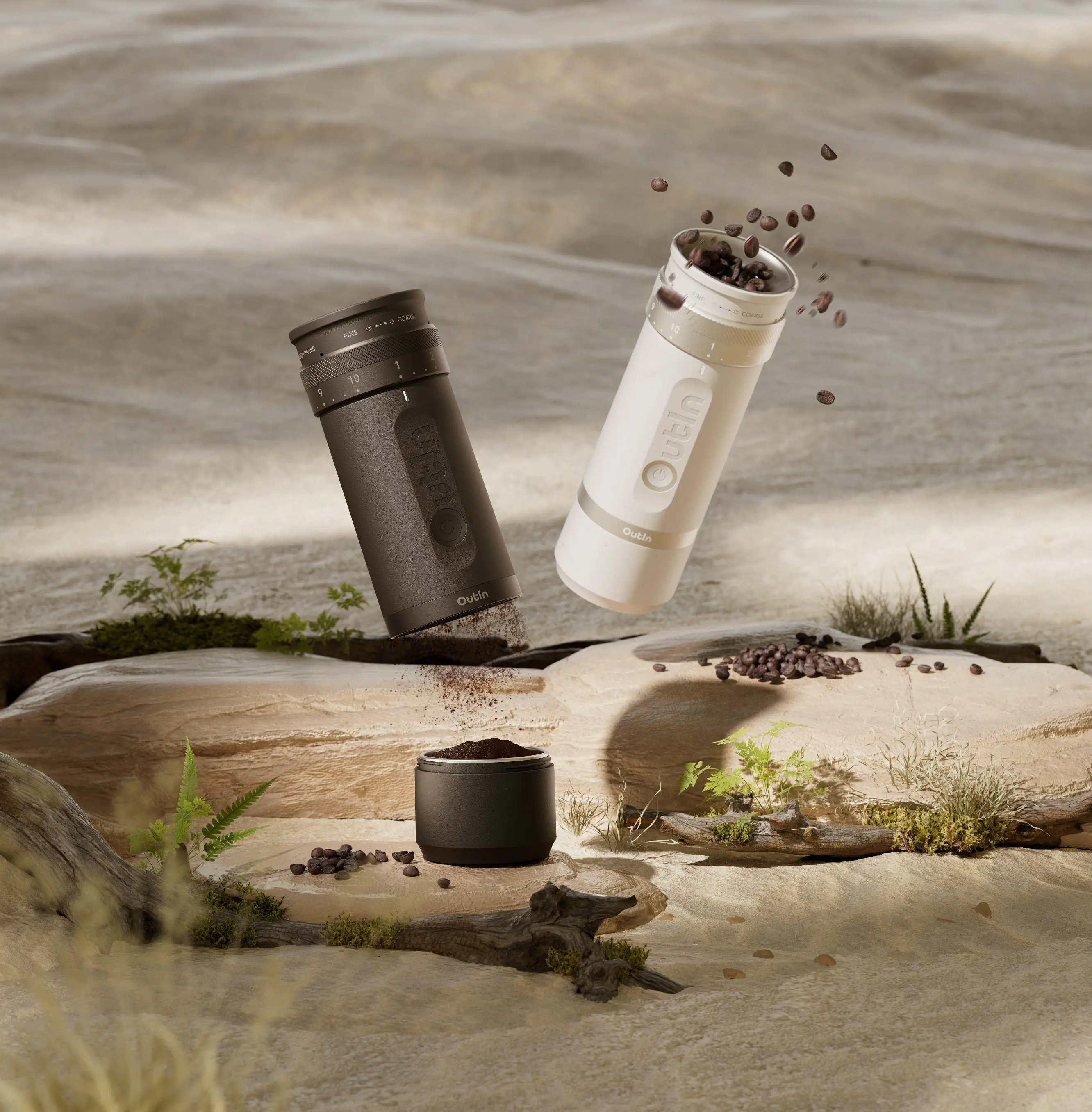 OutIn Fino Portable Electric Coffee Grinder, Adjustable with 28 