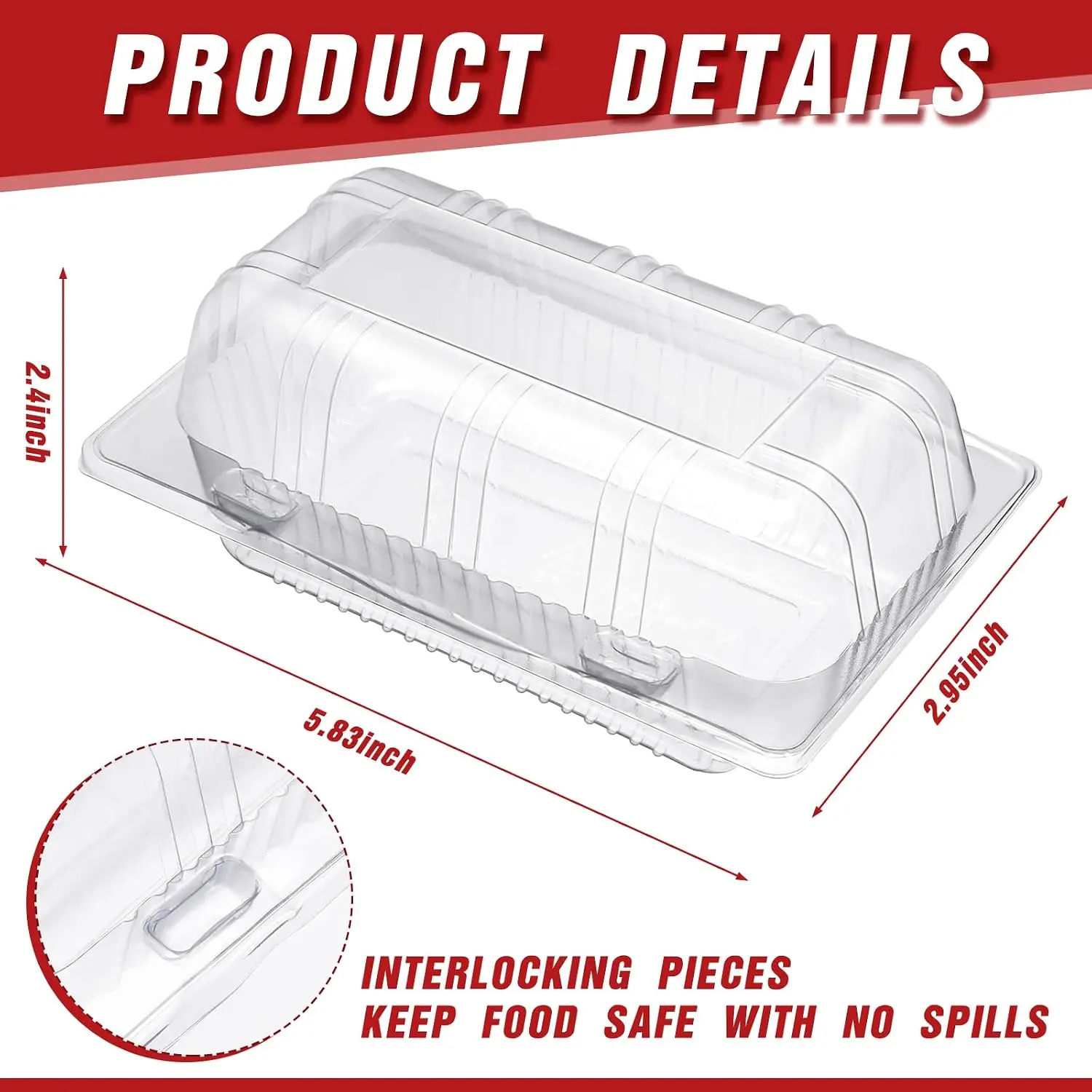 100 piece Disposable Sandwich Containers Clamshell Boxes Cake Slice Containers Plastic Hinged Food Containers For Cake Slice Salad Pastry Sandwich