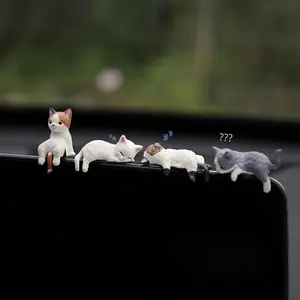 Cute cat Car Dashboard Decoration 5 Counts Car Interior Ornament Adorable Cat Figurines for Car Dashboard Miniature Decorative Accessories