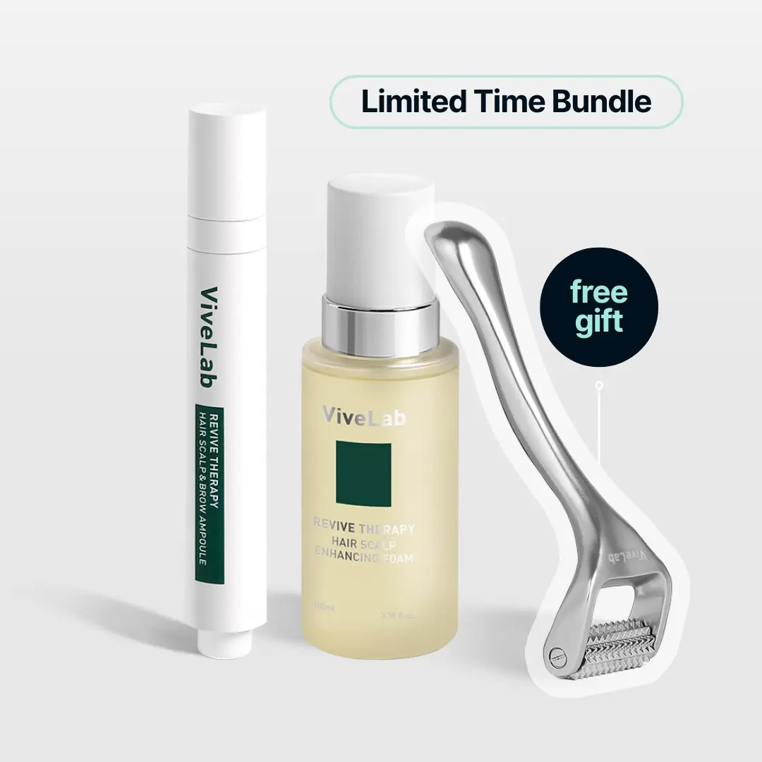Strong Hair Recovery & Growth Kit | Rosemary & Caffeine Serum, Micro Foam Scalp Treatment + Microneedle Roller | Anti-Shedding, Deep Stimulation | ViveLab