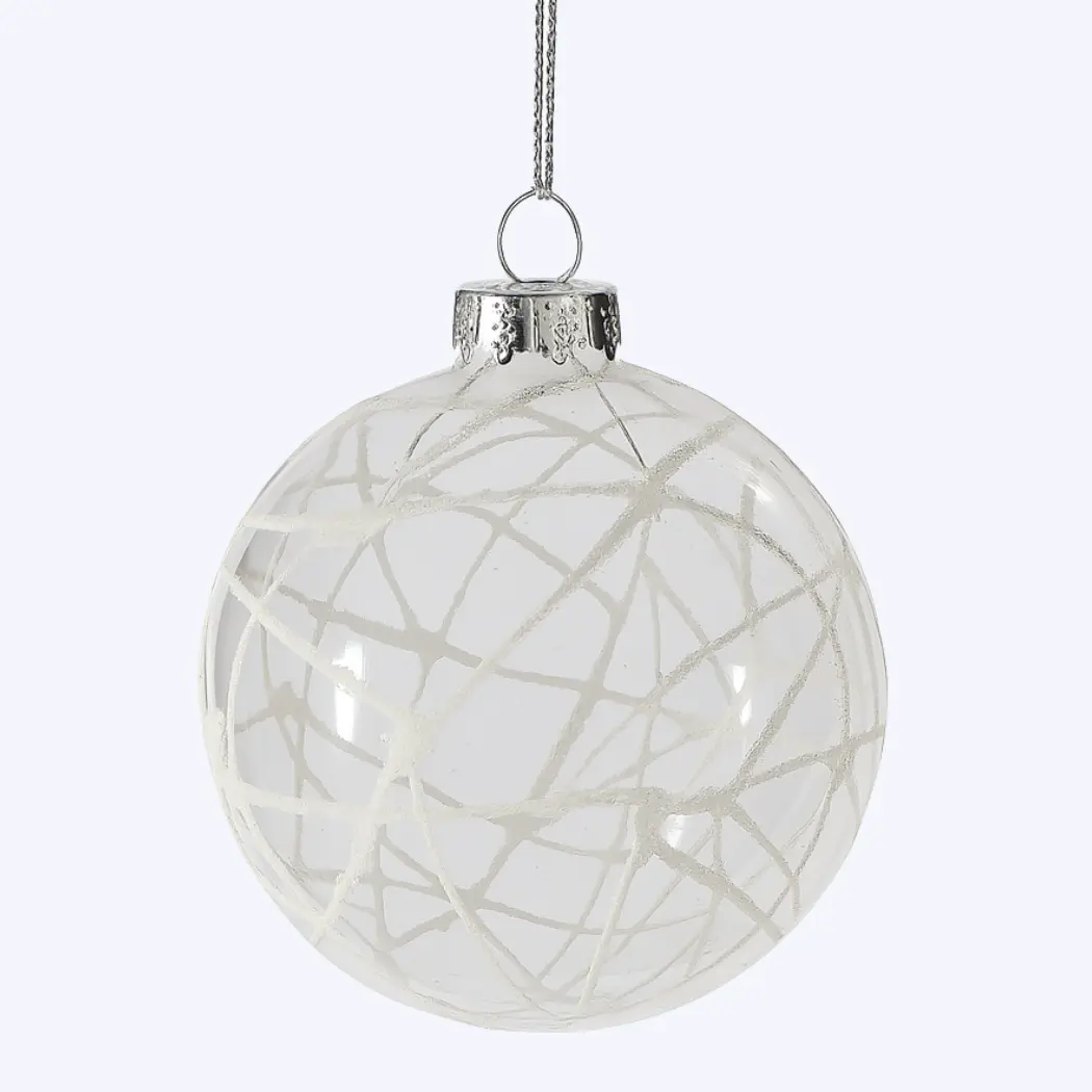 Glass Christmas Ornament - Geometric Sphere (6-Piece Set)