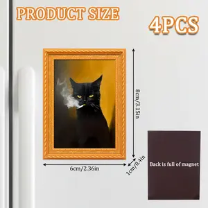 Cute Cat Refrigerator Magnets, 1/2 Counts Black and White Cat Design with Pink Accents, Durable Bamboo Lighted Christmas Rose Dome Gift Decor Decorative Kitchen Frog Decoration home office decor