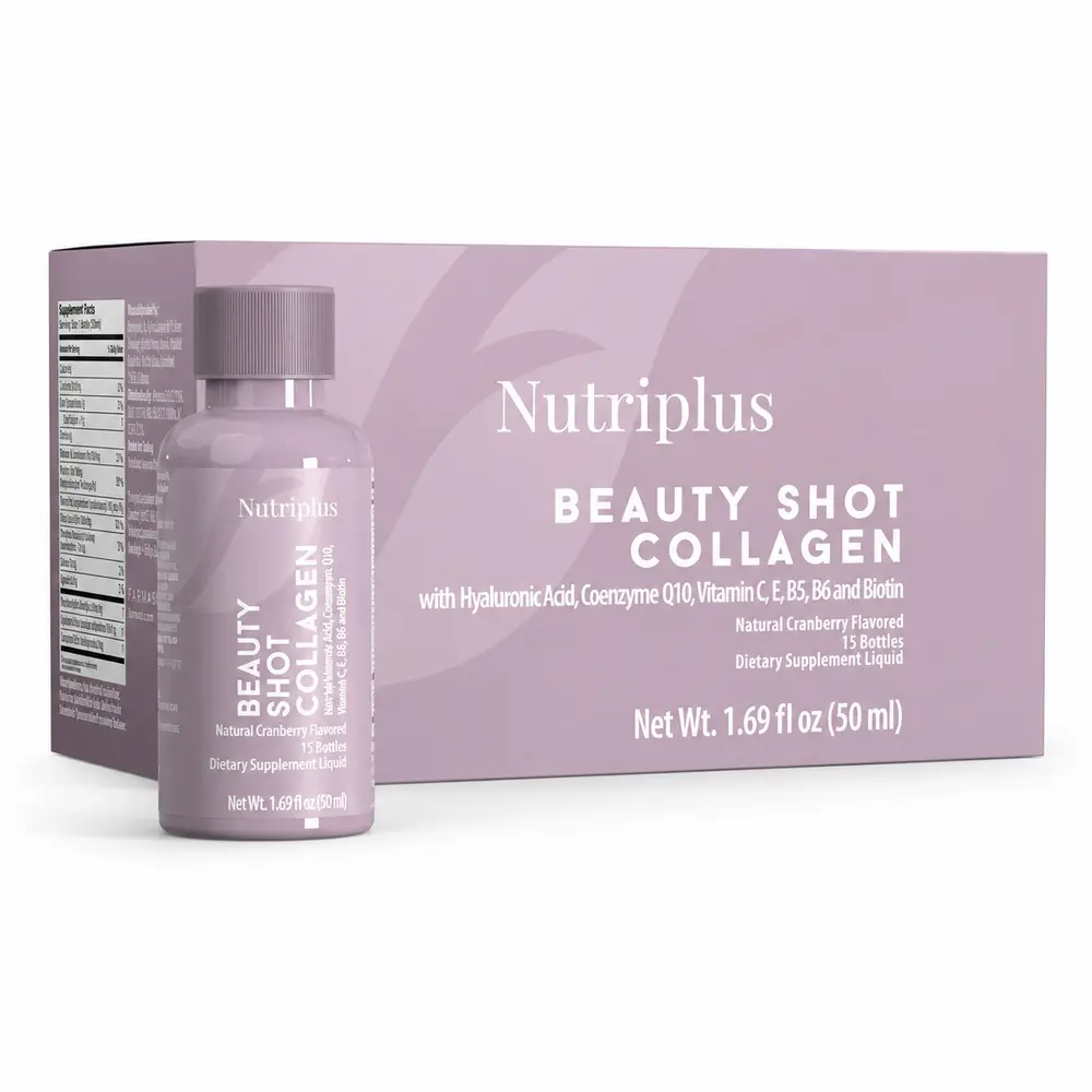 Nutriplus Beauty Shot Dietary Collagen Supplement for Women - Sugar-Free Cranberry-Flavored Formula for Skin Boost Support