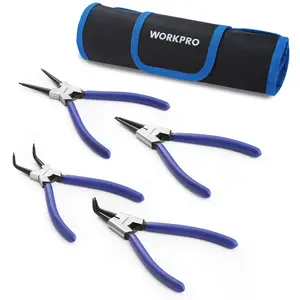 #SpringGlowUp WORKPRO 4-Count Snap Ring Pliers Set, 7-Inch Internal and External Circlip Pliers Kit with Straight and Bent Jaw, For Ring Remover Retaining, Storage Pouch Included, Father's Day Gifts