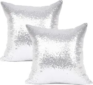 Bling Decorative Glitzy Sequin Satin Solid Throw Pillow Cover Cushion Case Home Decor Pack of 2