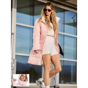 GLOWMODE Chic In Warmth Blizzard Flex Matte Soft Cozy Insulating Zipper Snap Button Closure Pockets Detachable Hood Hip-To-Mid-Knee Length Puffer Jacket Autumn Winter Outdoors Daily Casual Wear