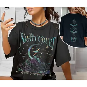 Cosmic Graphic Tee for Women, Front & Back Print Shirt, Magical Aesthetic, Bookish Style, Washed Streetwear Fit