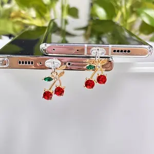 Cute Cherry Design Phone Dust Plug, Fashionable Phone Charging Port Dust Plug, Cell Phone Charm, Phone Accessories for iPhone & Type-C, Smartphone, Cellphone