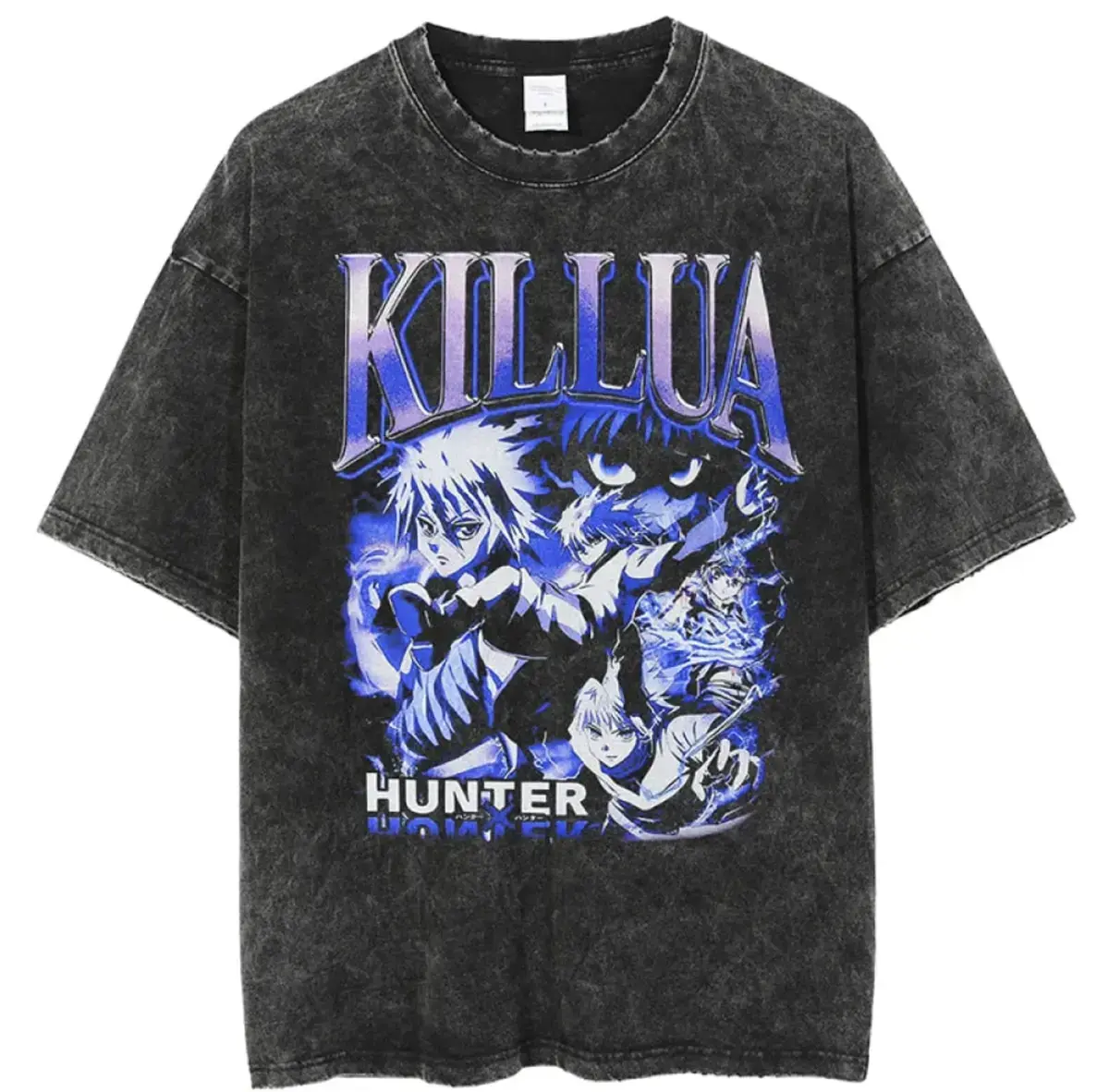 HxH Killua Script Vintage Tee, Anime T-shirt, Workout T-Shirt, Gift for Him, Weightlifting T-Shirt Menswear Top Underwear Tshirt