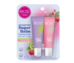 Eos 24H Moisture Super Balm- Strawberry Sorbet & Raspberry Kiwi Splash, 0.35 fl oz (2 Pack)