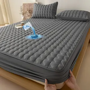 Waterproof Bed Skirt Mattress Protector Cover, Quilted Solid Color Noiseless Bedskirt, 1 Count, Durable & Comfortable Sleep Solution