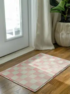 Mackenzie Childs Rosy Check  Doormat ,Non Slip Front Door Mat Outside Absorbent Rubber