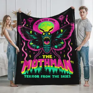 Mothman Printed Throw Blanket for Home Bedroom Living Room Use  Horror Creature Design for Paranormal Enthusiasts and Mystery Fans  Perfect Halloween or Christmas Gift for SciFi and Supernatural Lovers  Cozy and Stylish Seasonal Decoration