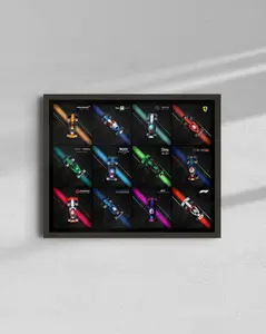 Collectible Mini Race Cars F1 inspired Art Wall Poster