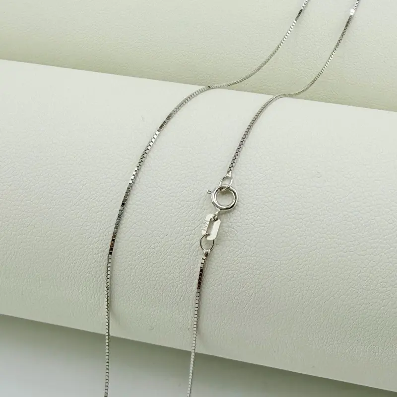 14kt Solid Box Chain, White Gold