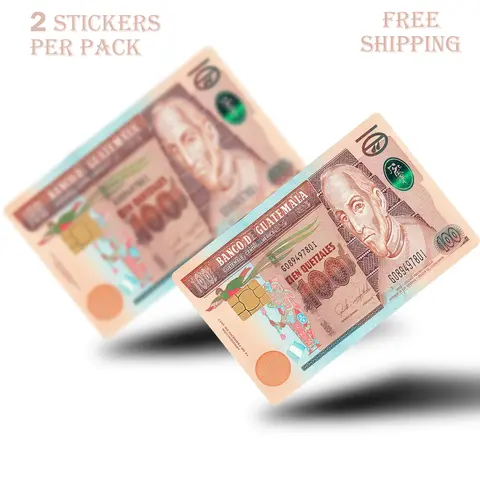 todos los Quetzales 2PC Holographic Credit Card Skin & Debit Card, Trolley & Gym Stickers for Small Chip