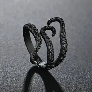 Fashionable and Popular Men’s Octopus Design Cuff Ring - Alloy Ring for Jewelry Gifts, Perfect Stylish Accessory for Men