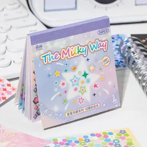 Stars Storm Series Sticker Book, 24 Sheets Per Book, Handmade Journal Supplies Water Bottle Multi-Scene Decorative Stickers