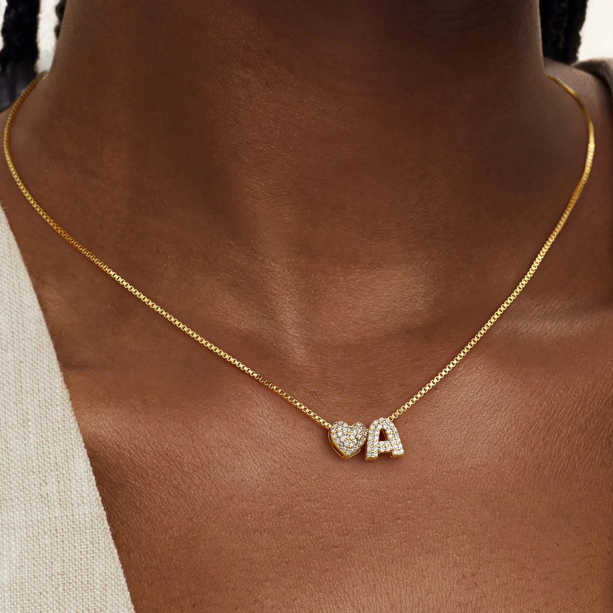 Turandoss Waterproof Tiny Heart Initial Necklace - 14K Gold Plated Minimalist Dainty A-Z Letter Pendant, Sweatproof Summer Vacation Jewelry, Personalized Graduation Gift for Women Girls