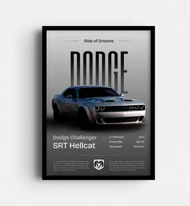 Dodge SRT Car Poster, Muscle Car Wall Art, Poster Racing Car Print, Boys Room Car Decor, Modern Dodge SRT Artwork, Minimal Poster
