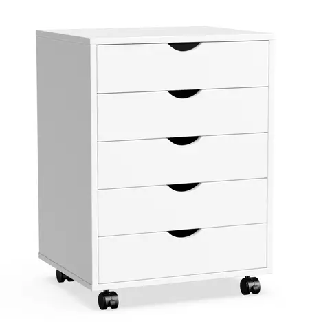 Durable 5/7-Drawer Choice Modern Wood Filing Cabinet with Casters - Commercial Office Furniture, Easy Maintenance, Mobile Rolling Storage, Drawer Organization for Home & Office Use (Assembly Required)