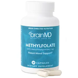 BrainMD - Methylfolate | Potent Mood Support - supplement features folate in the fully activated - 30 capsules