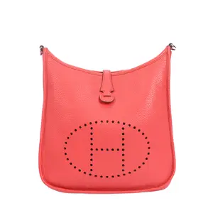 Pre-owned HERMÈS Calfskin Shoulder Bags Evelyne Red 90862722 hz