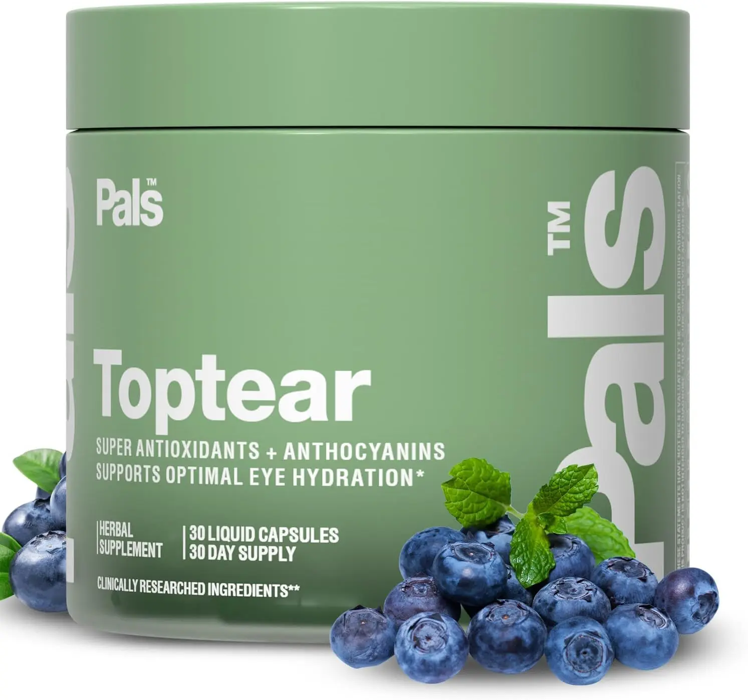 Pals TopTear - Super Antioxidants & Anthocyanins for Dry Eye Relief 30 Liquid Capsules US Formulated Clinically Researched Ingredients Natural Berry Vitamin Supplement