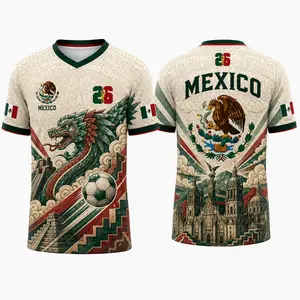 Mexico Jersey 2026, Dynamic Dragon Flag Shirt, Premium Supporter Top, Lightweight Everyday Apparel, Pyramid Stairway Design