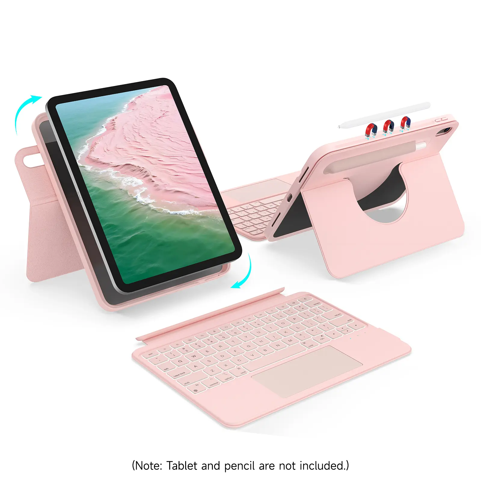 accrosoo for iPad A16 11 Gen 2025 & iPad 10th Gen 2022 10.9",iPad Air 11-inch(M3/M2) & iPad Pro(4/3/2/1 Gen) & 10.9" Air 5th/4th 360° Rotatable & Detachable Magnetic Keyboard Case with Trakpad, Portrait & Landscape, Full Protect, 170° Angle,