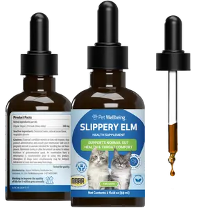 Pet Wellbeing Slippery Elm for Cats - Vet-Formulated Dual Digestive & Throat Support - Organic Pure Single Herb Extract - Holistic Soothing Cat Supplement -  Liquid Formula