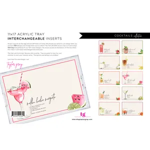 Acrylic Tray COCKTAILS insert set of 10