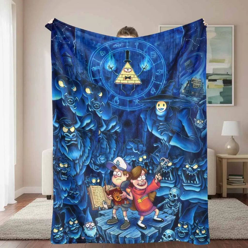Mystery Adventure Flannel Blanket Gravity Falls Surreal Print Ultra Soft Lightweight Breathable Warmth Perfect for Living Room Bedroom Office Couch Sofa Home Decor Gift Idea